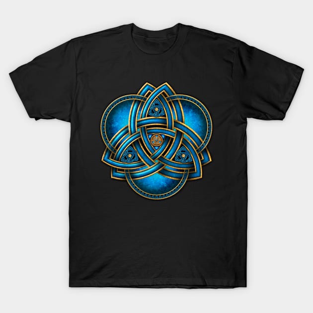 Celtic Triquetra - Blue and Gold T-Shirt by NaumaddicArts